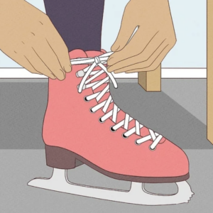 illustration of tying up skates